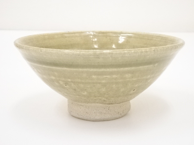 JAPANESE TEA CEREMONY / CHAWAN(TEA BOWL) / YELLOW-SETO WARE / ARTISAN WORK